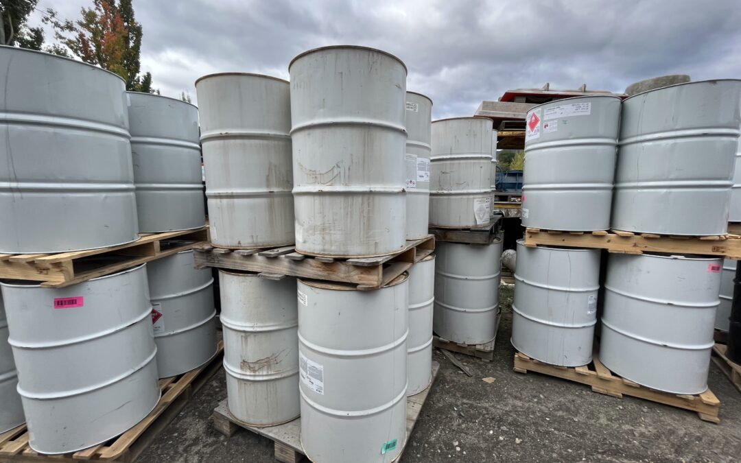 Barrels stored in a yard during a Phase I ESA