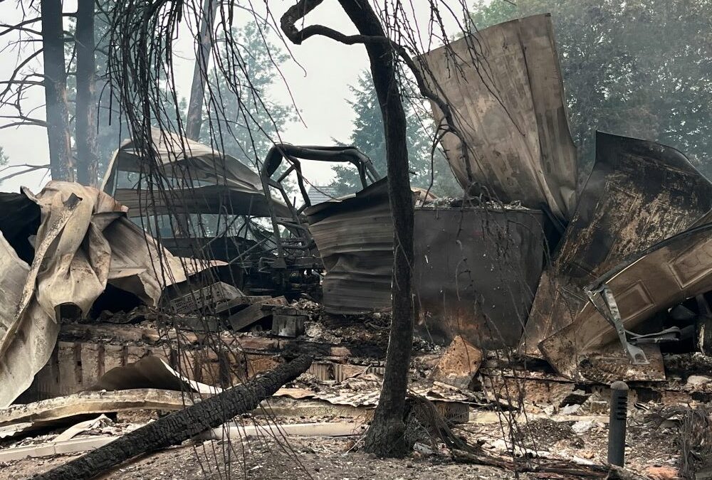 Wildfire affected neighbourhood that is being remediated before rebuild