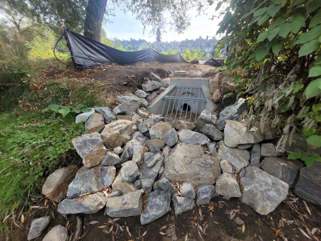 Stormwater outfall installed to creek